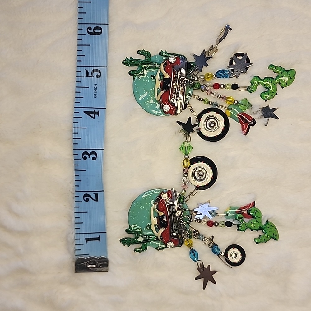 *Very Rare* Vintage Car Lunch at the Ritz Clip on Earrings PREOWNED/USED